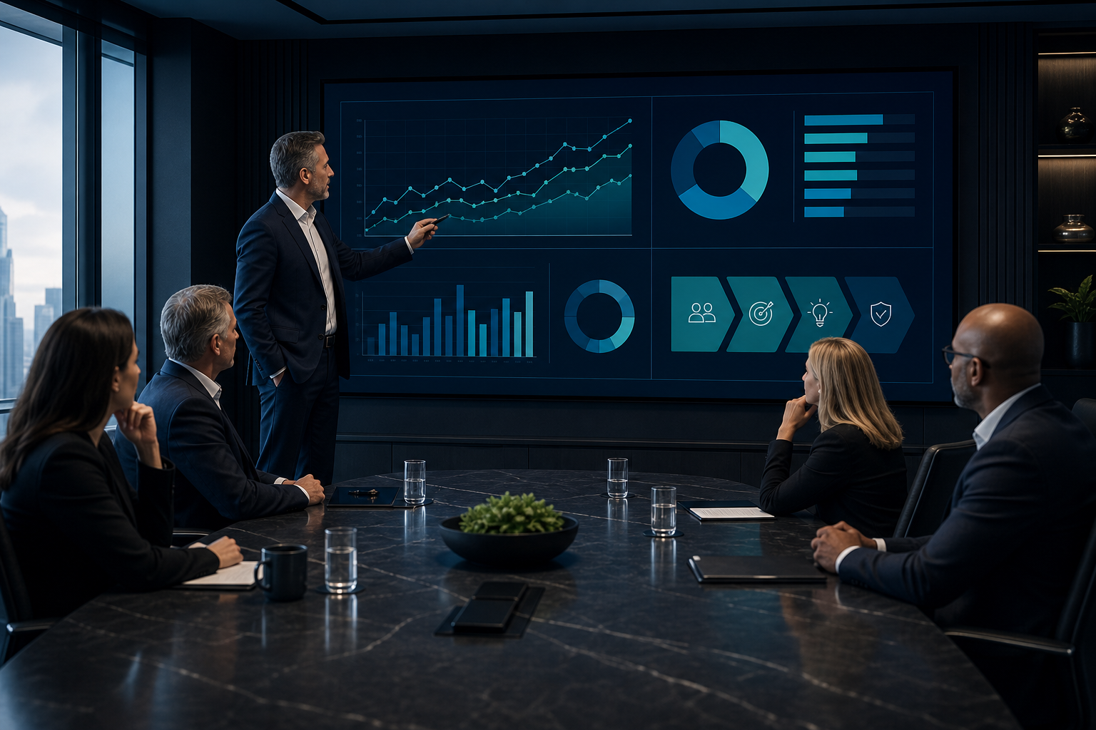 Board QBR view: strategic summary, growth forecast, and investment recommendation without operational detail