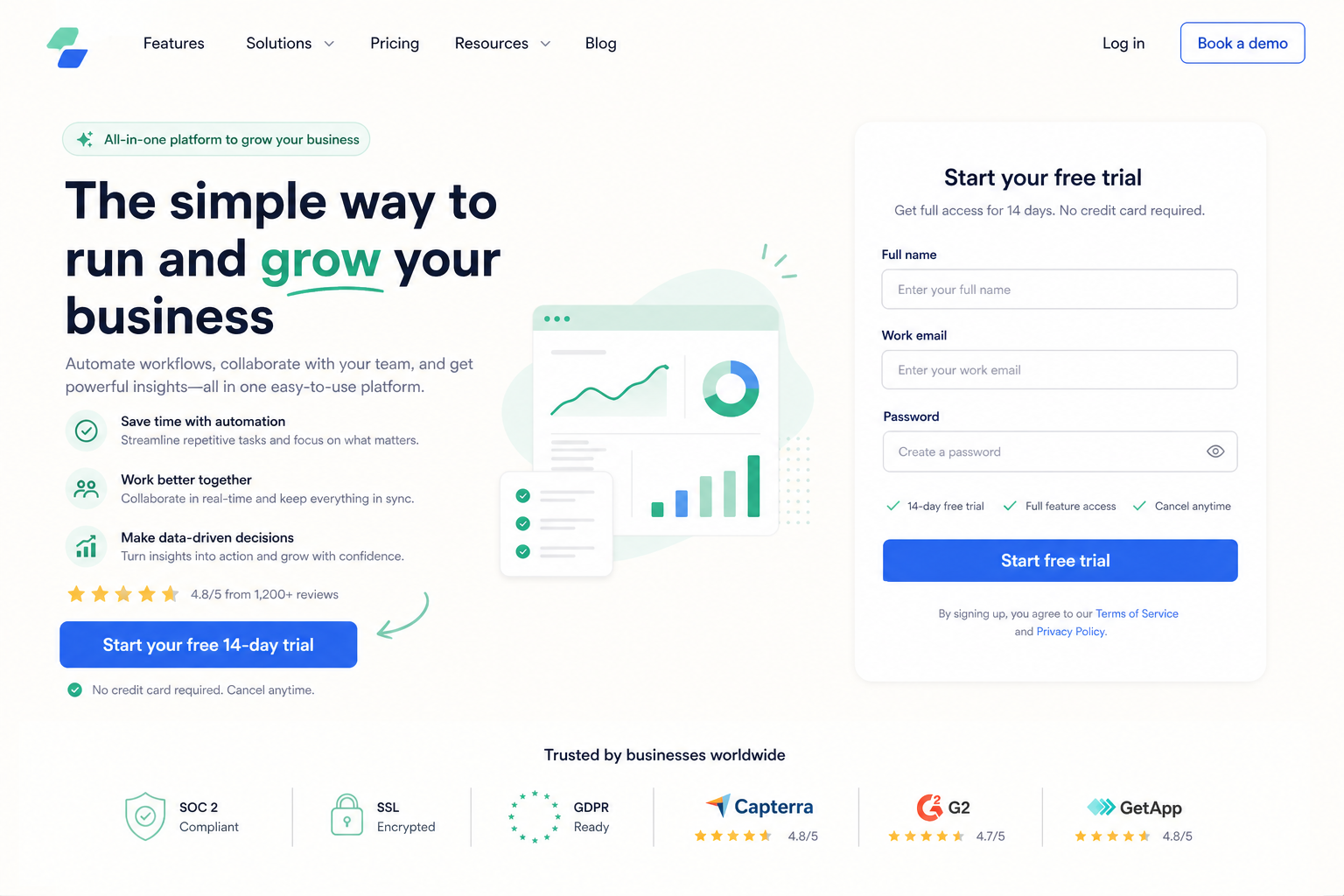 SaaS trial path: landing, signup, and onboarding from an SEO perspective
